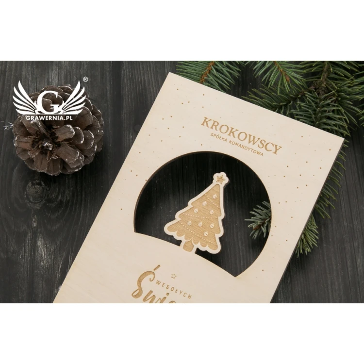 Wooden Christmas Card - Laser Engraving - Size 105x150mm - KS004