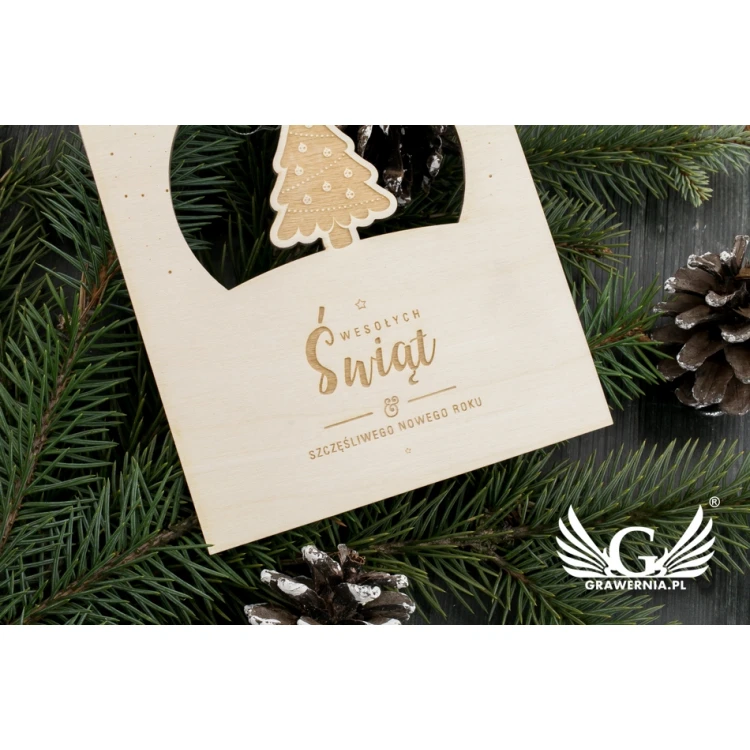 Wooden Christmas Card - Laser Engraving - Size 105x150mm - KS004