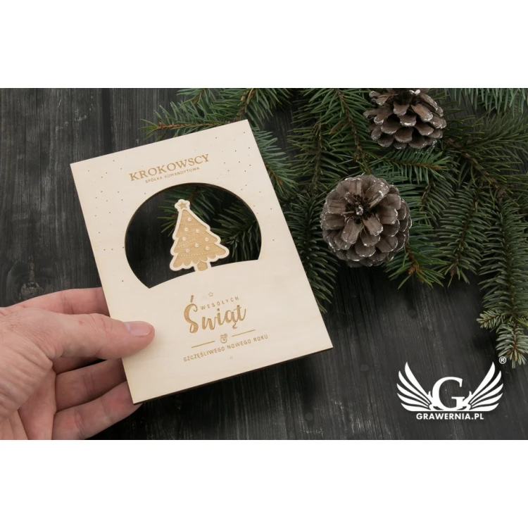 Wooden Christmas Card - Laser Engraving - Size 105x150mm - KS004