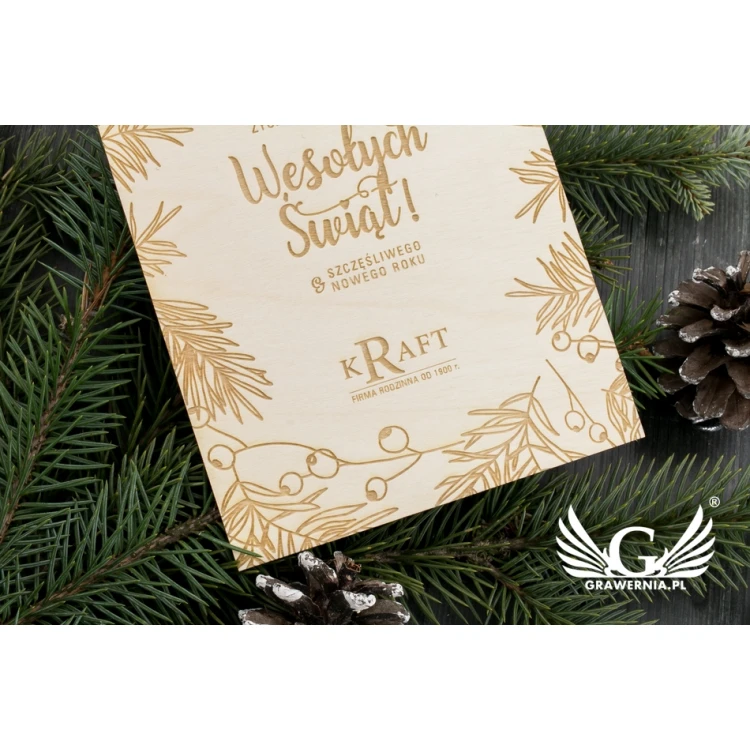 Wooden Christmas Card - Laser Engraving - Size 105x150mm - KS005