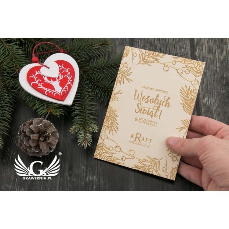 Wooden Christmas Card - Laser Engraving - Size 105x150mm - KS005