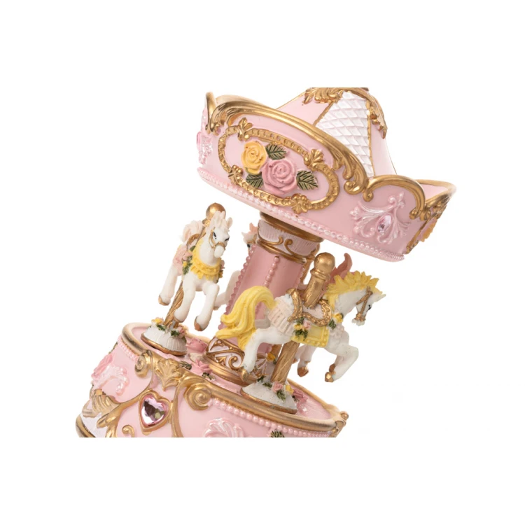 Carousel with Music Box - Horses - Holy Baptism Souvenir - POZ001