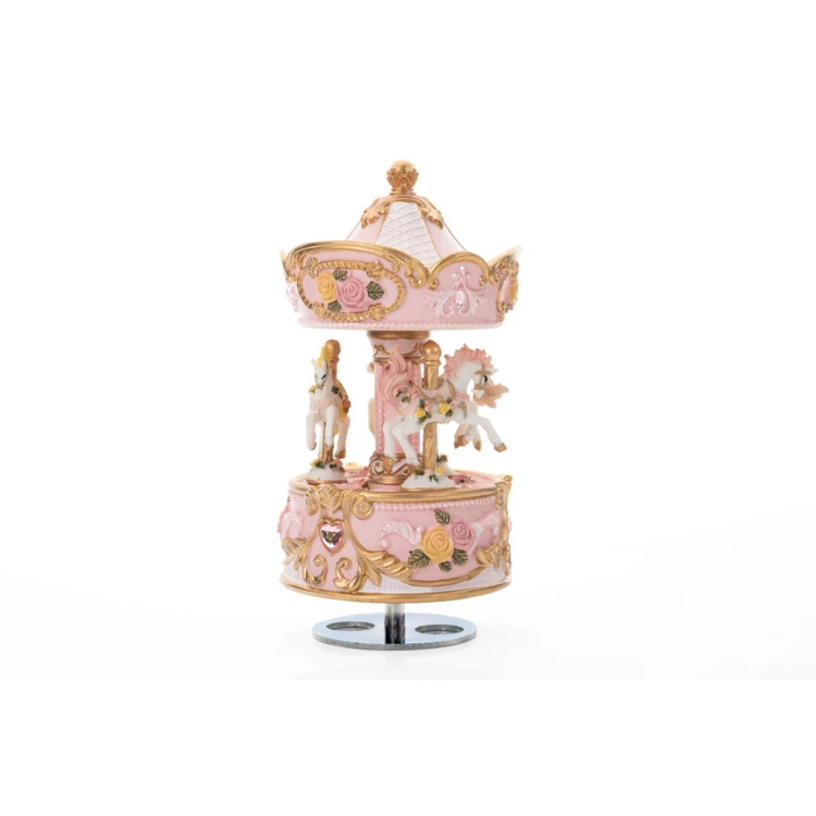 Carousel with Music Box - Horses - Holy Baptism Souvenir - POZ001