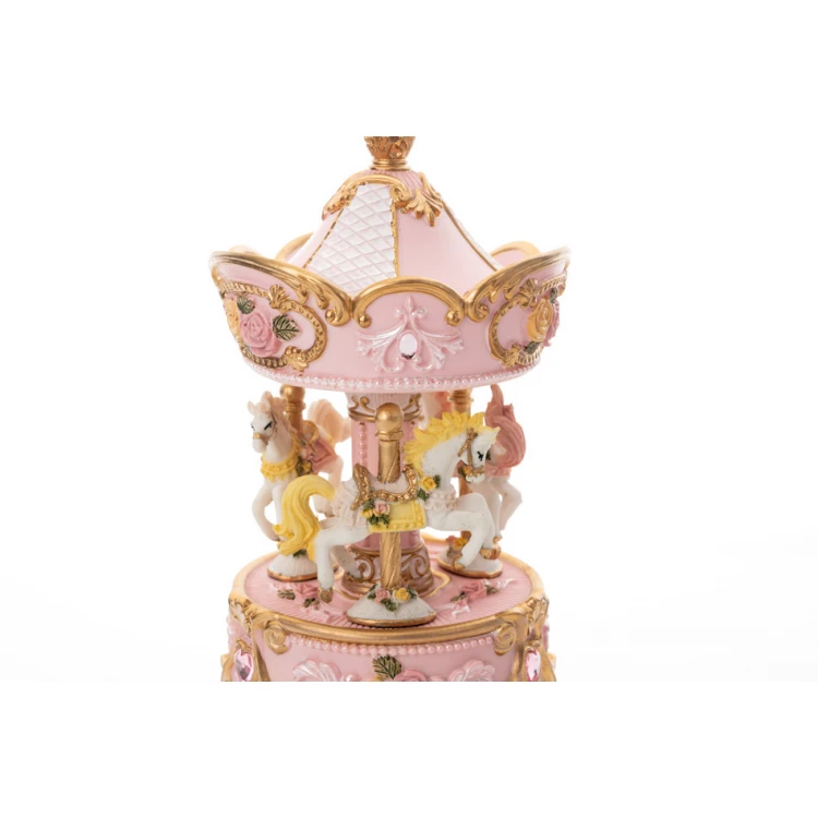 Carousel with Music Box - Horses - Holy Baptism Souvenir - POZ001