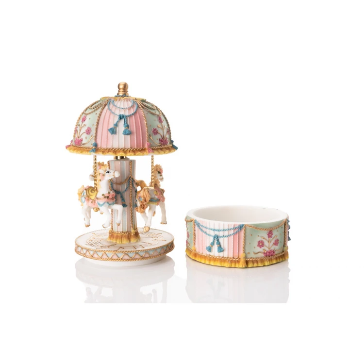 Music Box Carousel - Horses - Holy Baptism Souvenir - POZ002