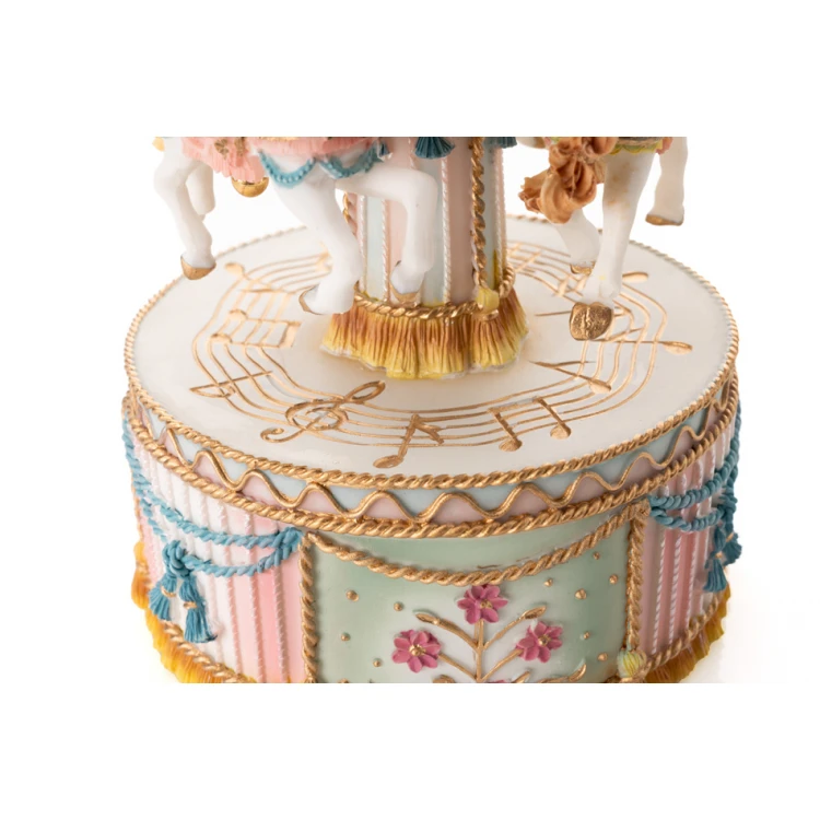 Music Box Carousel - Horses - Holy Baptism Souvenir - POZ002