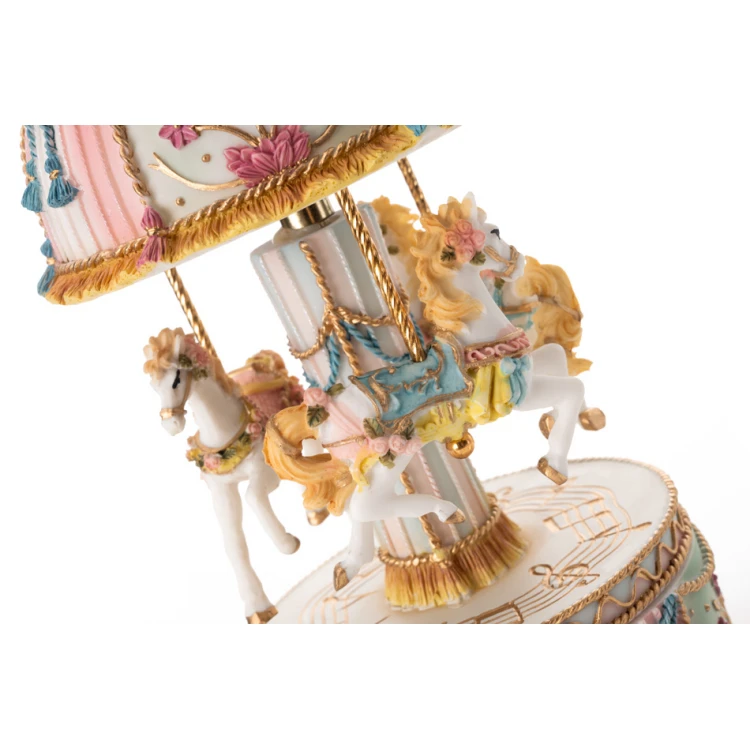 Music Box Carousel - Horses - Holy Baptism Souvenir - POZ002