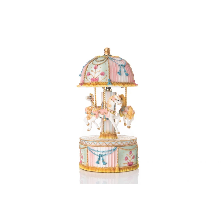 Music Box Carousel - Horses - Holy Baptism Souvenir - POZ002
