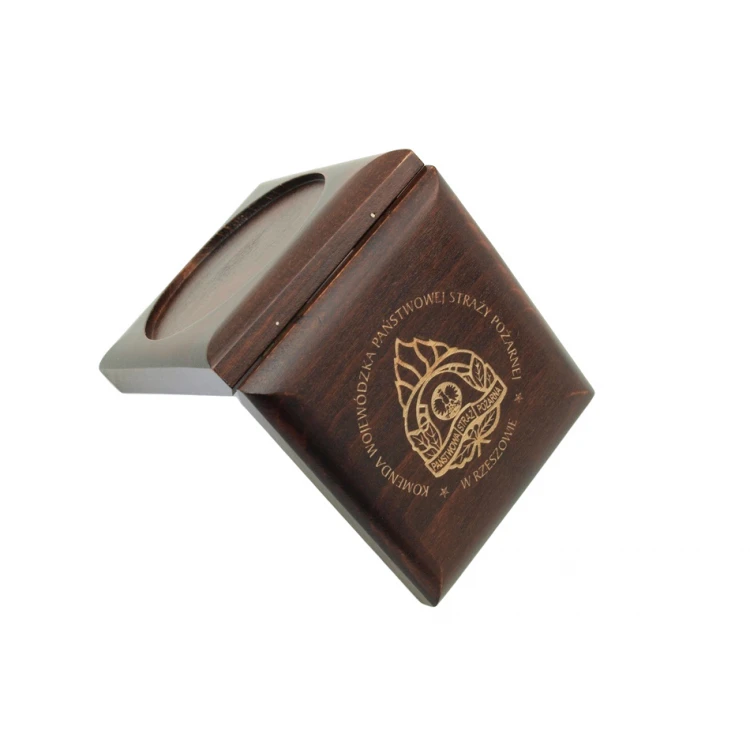 Wooden case box with two slots for 70mm diameter medal - KAS05