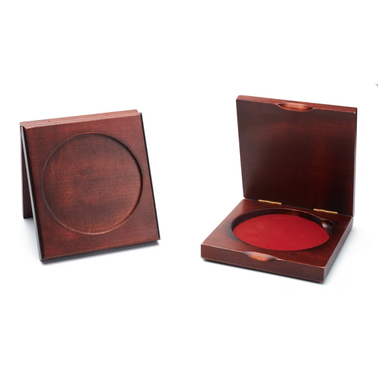 Wooden case box with two slots for 80mm diameter medal - KAS12