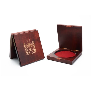Wooden case box with two slots for 80mm diameter medal - KAS12