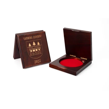 Wooden case box with two slots for 70mm diameter medal - KAS05