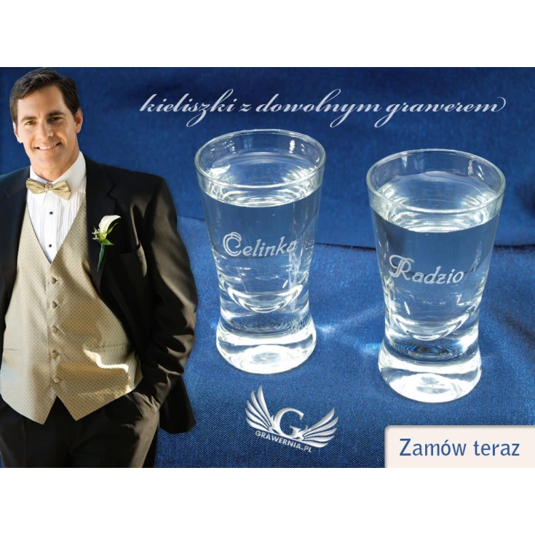 Engraved Vodka Glasses - for Wedding or Corporate Party - KL023