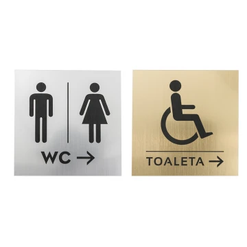 Directional Toilet Signs - Silver or Gold Laminate - Size 150x150mm - TT016