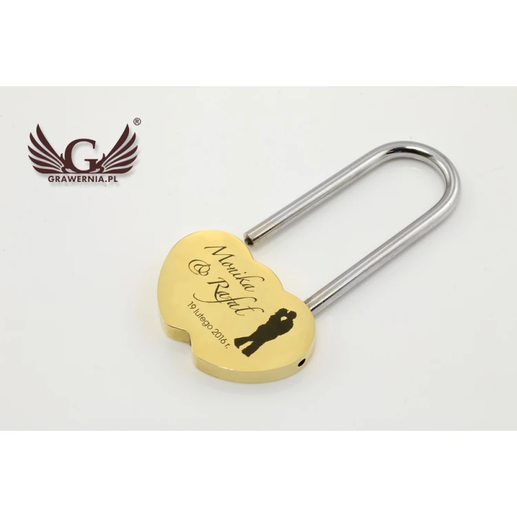 Padlock Two Hearts - any engraving - KZ002