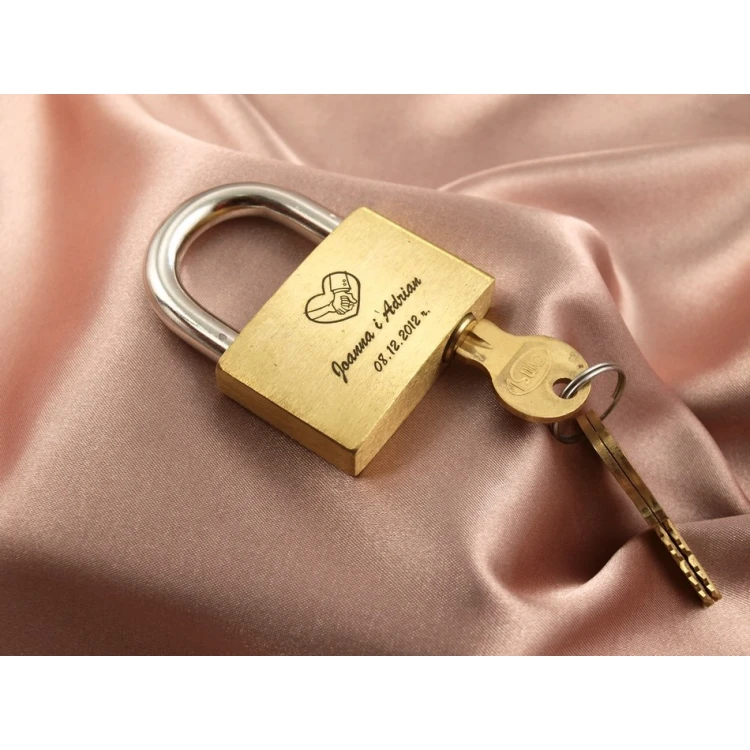 Love Padlock - Brass Gold - Custom Engraving - LP001