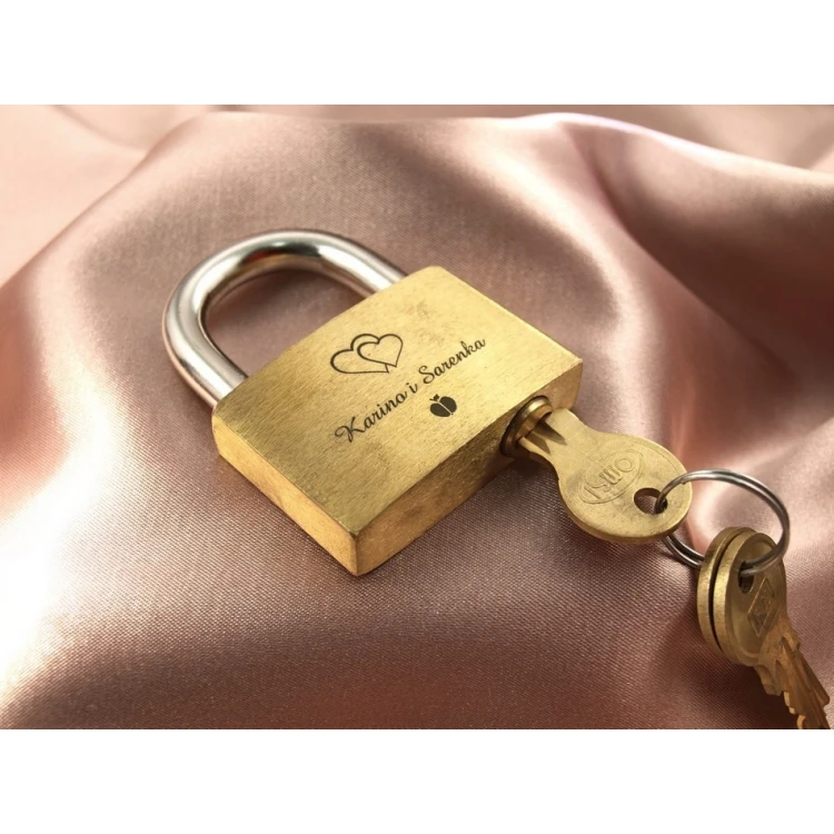 Love Padlock - Brass Gold - Custom Engraving - LP001
