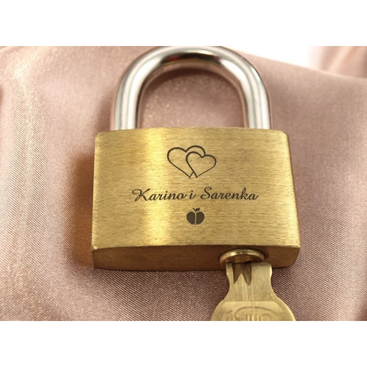 Love Padlock - Brass Gold - Custom Engraving - LP001