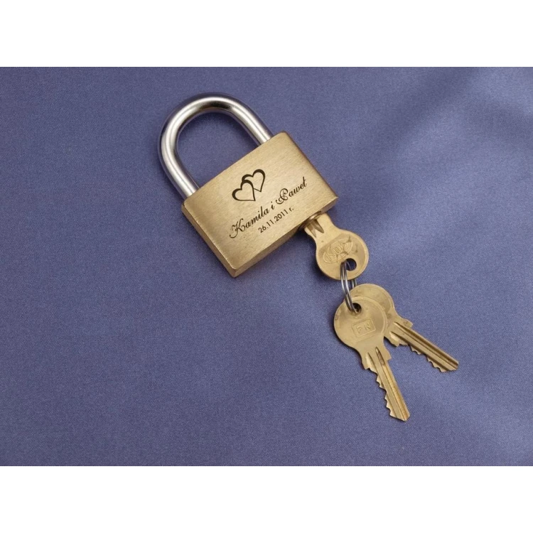 Love Padlock - Brass Gold - Custom Engraving - LP001