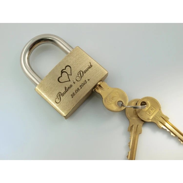 Love Padlock - Brass Gold - Custom Engraving - LP001