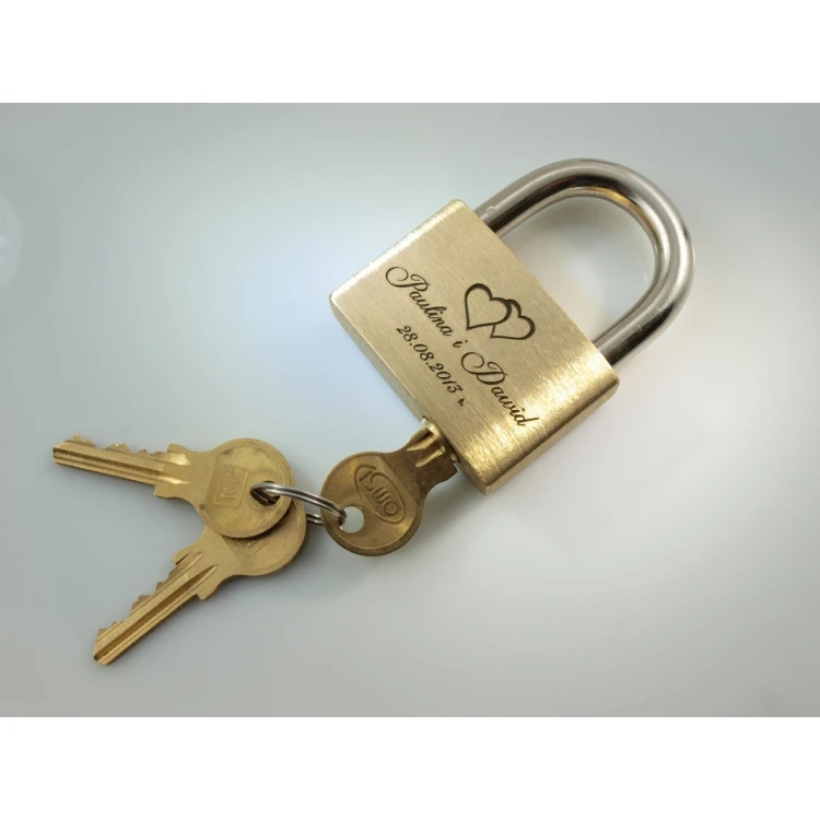 Love Padlock - Brass Gold - Custom Engraving - LP001