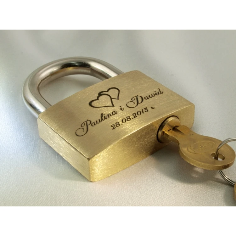 Love Padlock - Brass Gold - Custom Engraving - LP001