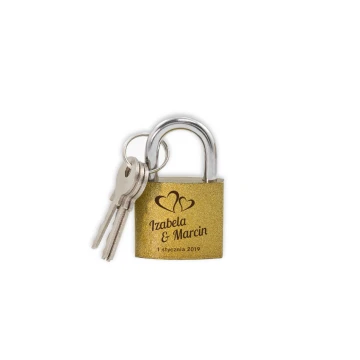 Love Padlock - Small - Cast Iron Gold Color - Custom Engraving - KZ007