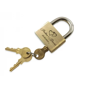 Love Padlock - Brass Gold - Custom Engraving - LP001