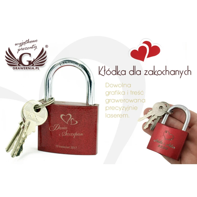 Lovers' Padlock - Cast Iron in Burgundy Color - Custom Engraving - KZ003