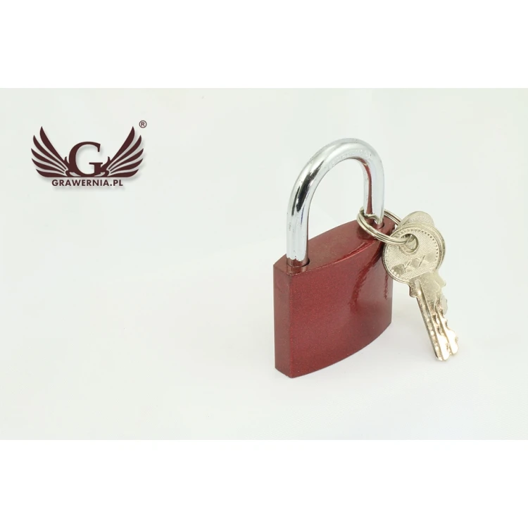 Lovers' Padlock - Cast Iron in Burgundy Color - Custom Engraving - KZ003