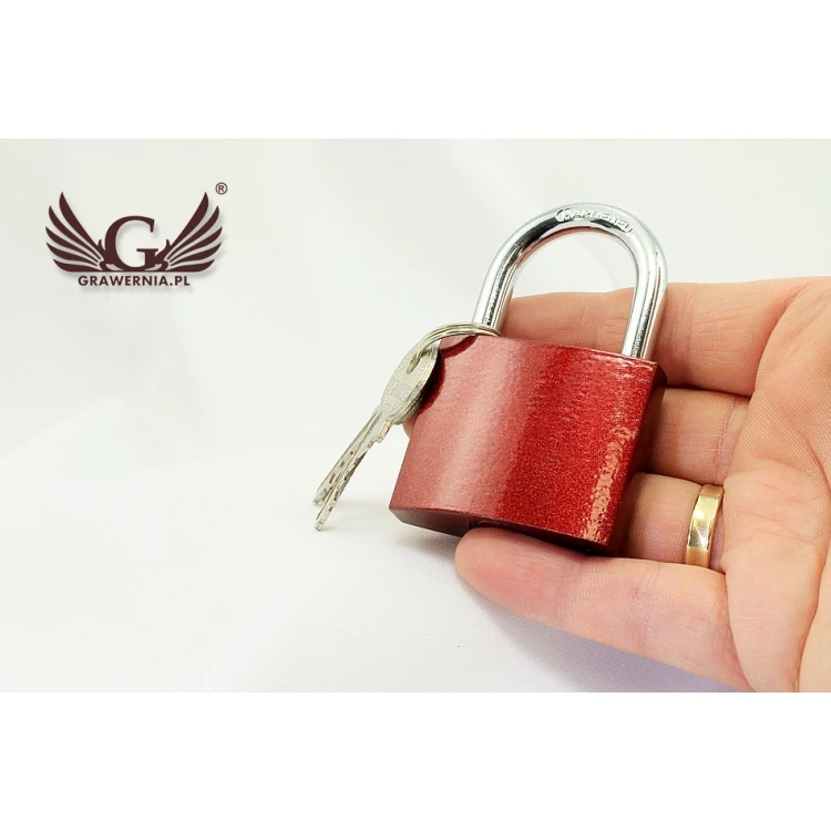 Lovers' Padlock - Cast Iron in Burgundy Color - Custom Engraving - KZ003
