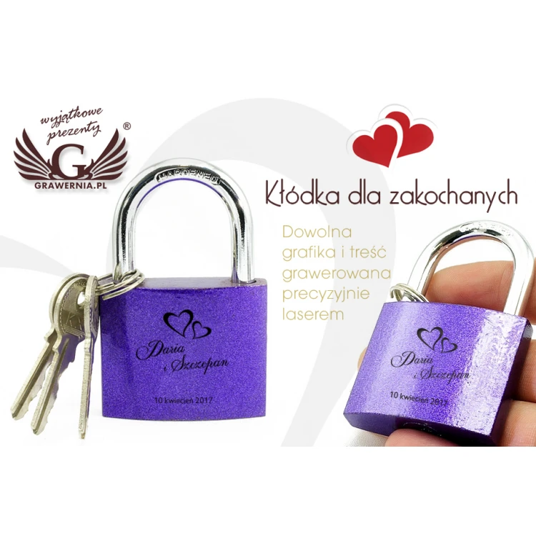 Lovers' Padlock - Cast Iron Purple - Custom Engraving - KZ005