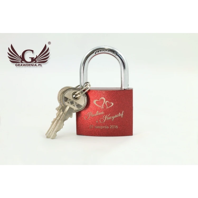 Lovers' Padlock - Cast Iron in Burgundy Color - Custom Engraving - KZ003