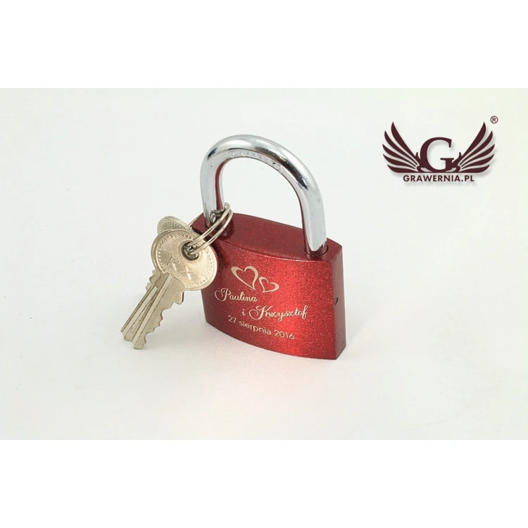 Lovers' Padlock - Cast Iron in Burgundy Color - Custom Engraving - KZ003