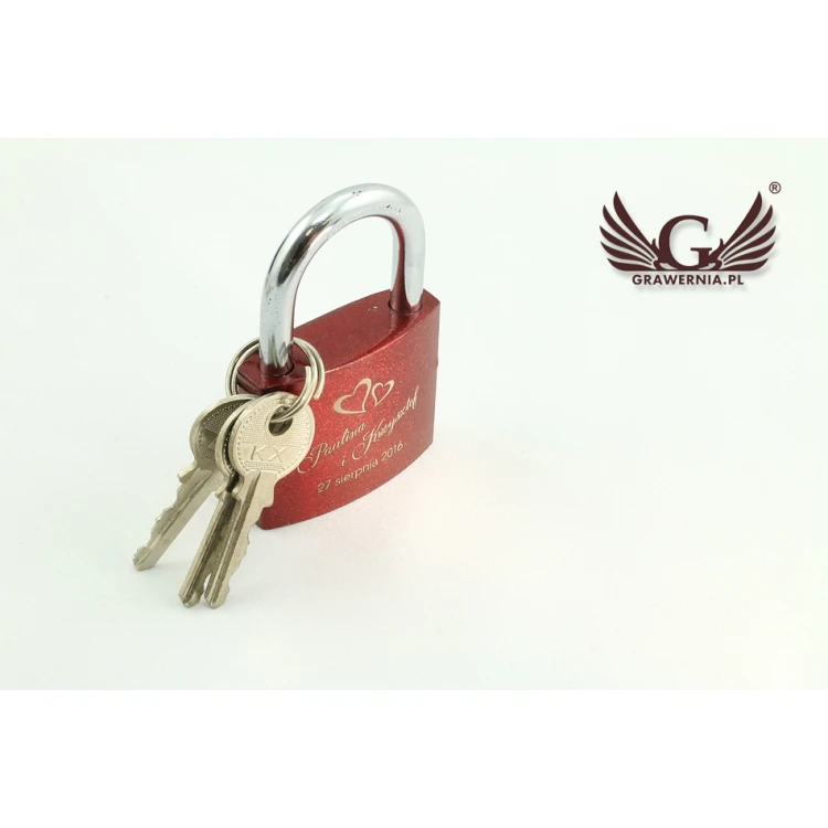 Lovers' Padlock - Cast Iron in Burgundy Color - Custom Engraving - KZ003