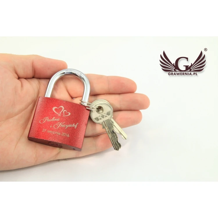 Lovers' Padlock - Cast Iron in Burgundy Color - Custom Engraving - KZ003