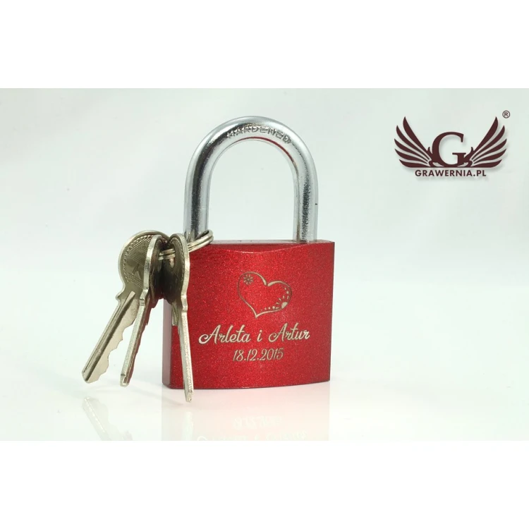 Lovers' Padlock - Cast Iron in Burgundy Color - Custom Engraving - KZ003