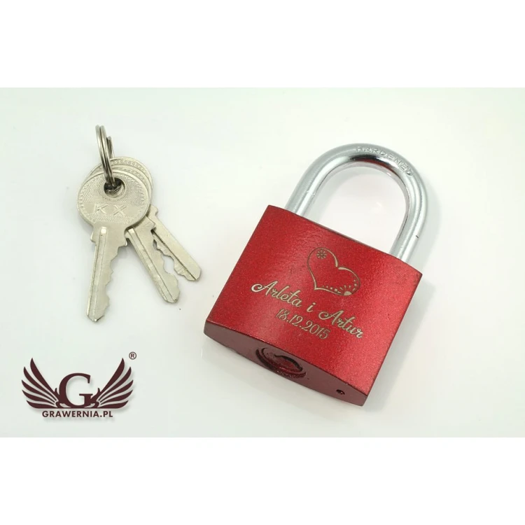 Lovers' Padlock - Cast Iron in Burgundy Color - Custom Engraving - KZ003
