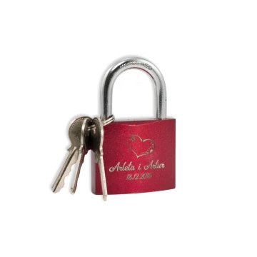 Lovers' Padlock - Cast Iron in Burgundy Color - Custom Engraving - KZ003