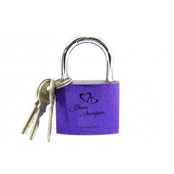 Lovers' Padlock - Cast Iron Purple - Custom Engraving - KZ005