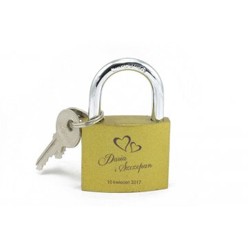 Lovers' Padlock - Cast Iron Gold Color - Custom Engraving - KZ004
