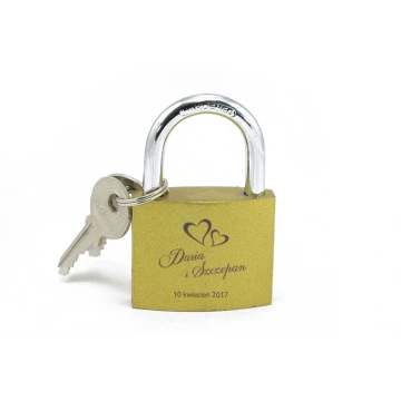 Lovers' Padlock - Cast Iron Gold Color - Custom Engraving - KZ004