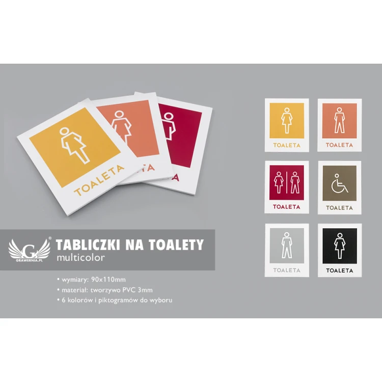 Toilet Signage - UV Print - 3mm PVC - dim. 90x110mm - TT023