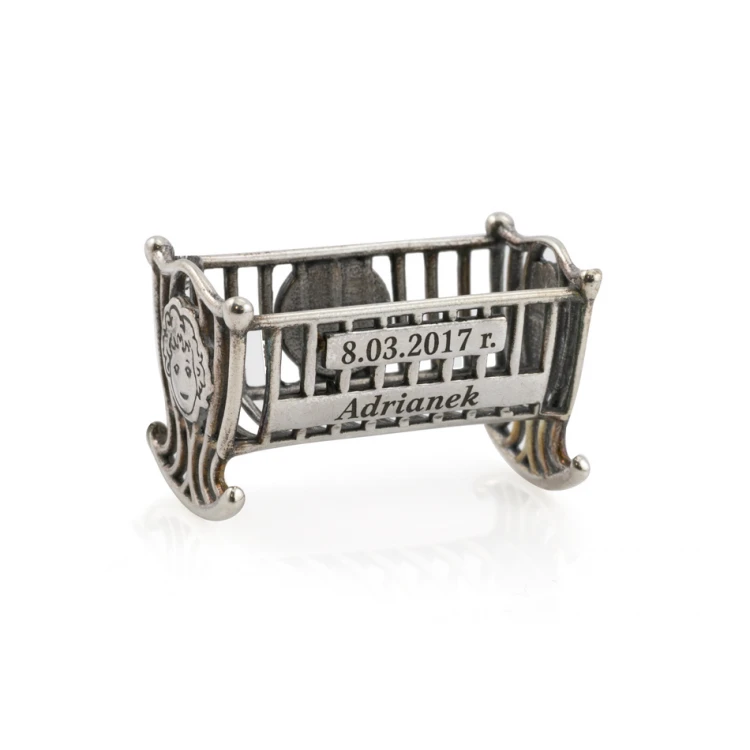 SILVER CRADLE - Holy Baptism Keepsake - silver - pattern SRB011