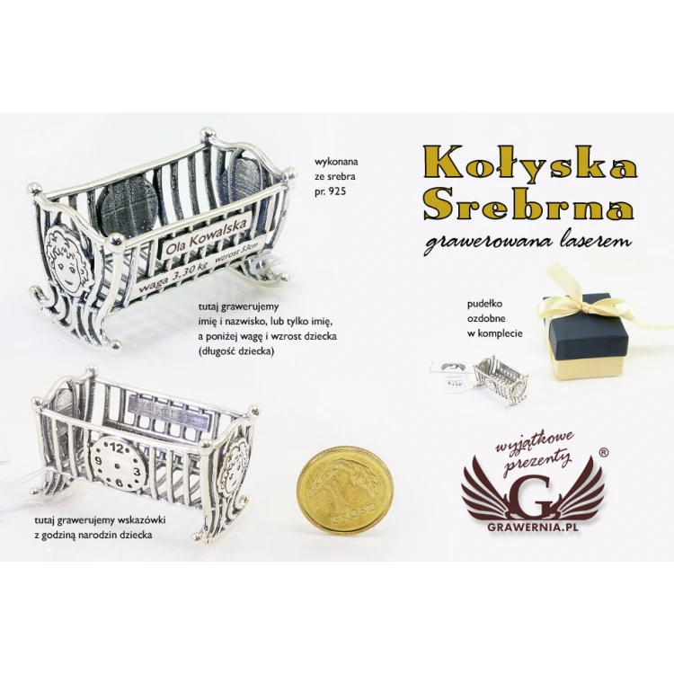 SILVER CRADLE - Holy Baptism Keepsake - silver - pattern SRB011