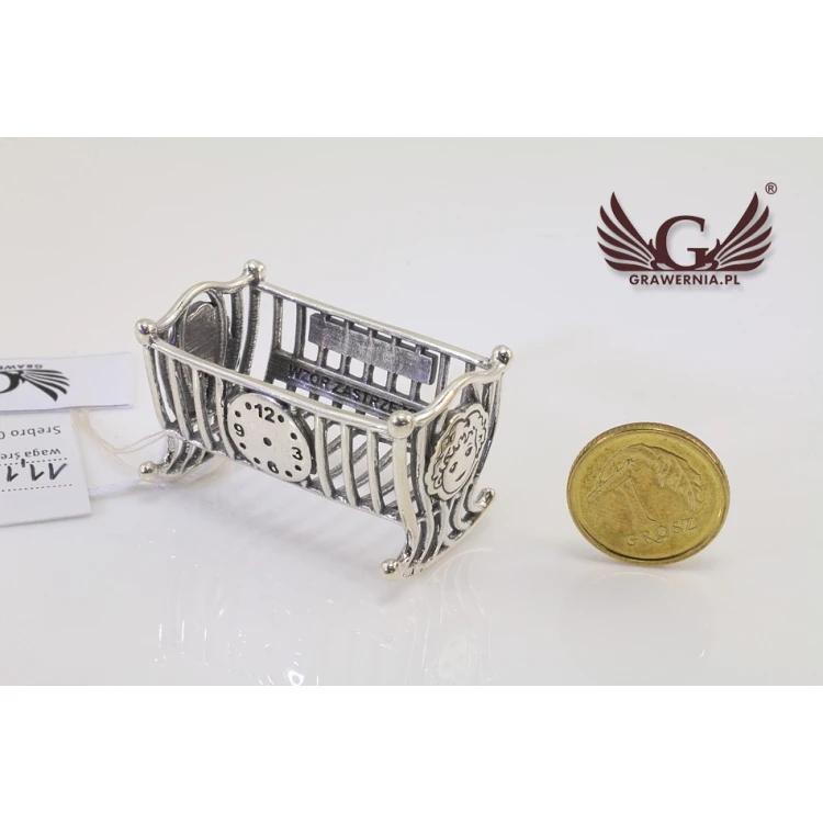 SILVER CRADLE - Holy Baptism Keepsake - silver - pattern SRB011