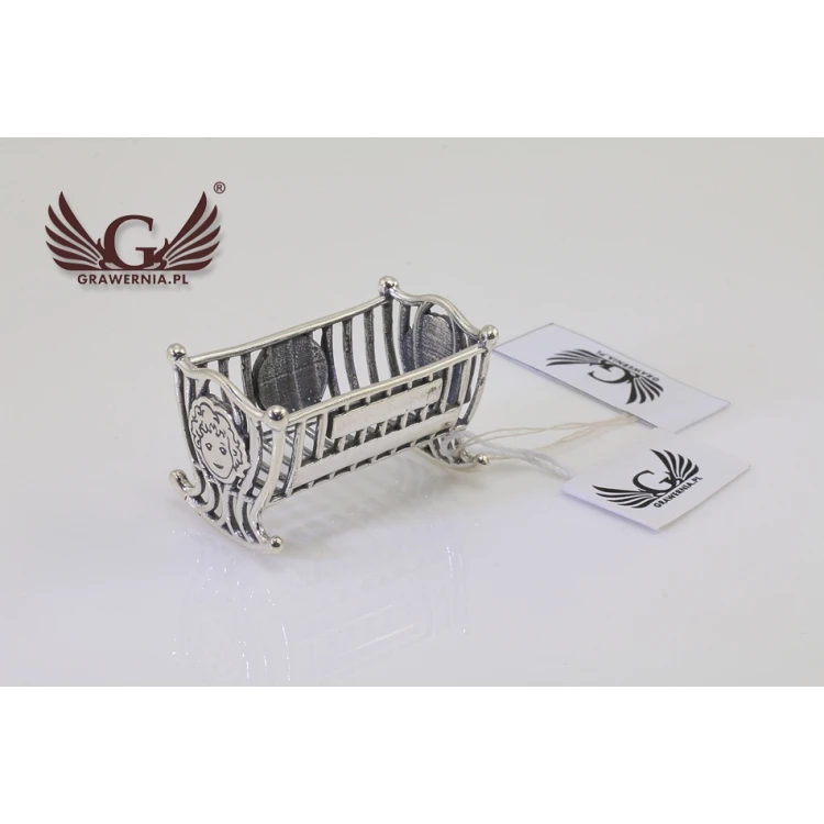 SILVER CRADLE - Holy Baptism Keepsake - silver - pattern SRB011