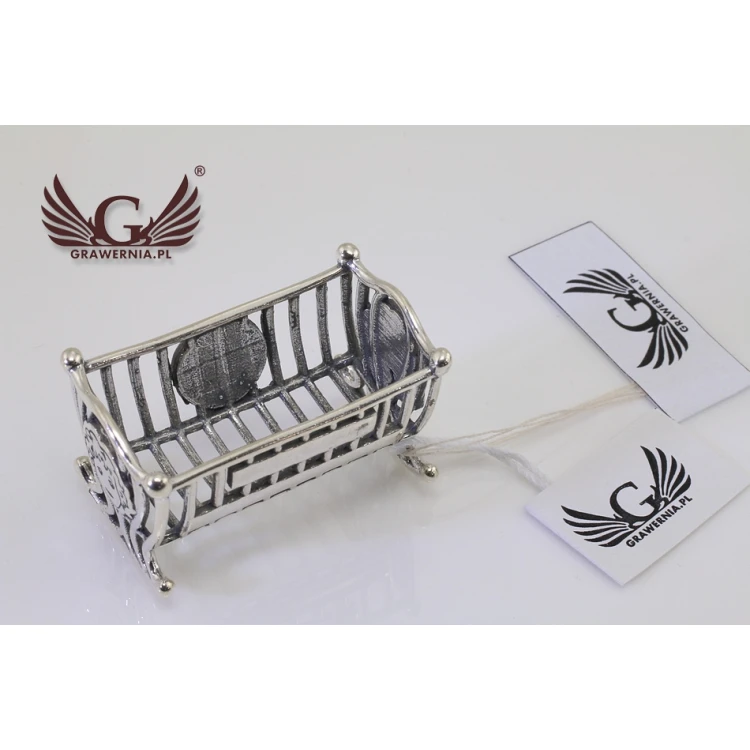 SILVER CRADLE - Holy Baptism Keepsake - silver - pattern SRB011
