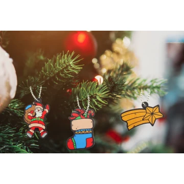 Set of 6 Wooden Christmas Ornaments - Colorful UV Print - OZD001