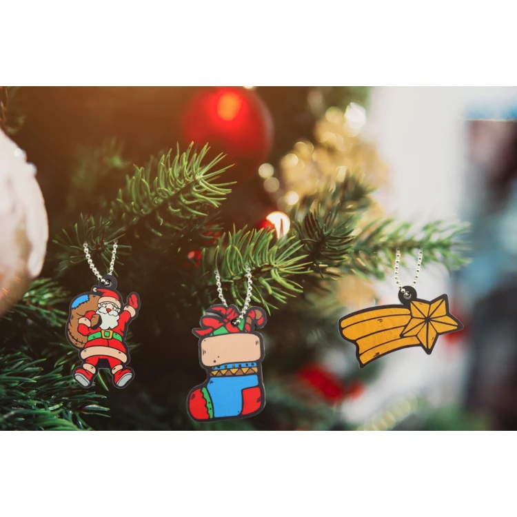 Set of 6 Wooden Christmas Ornaments - Colorful UV Print - OZD001